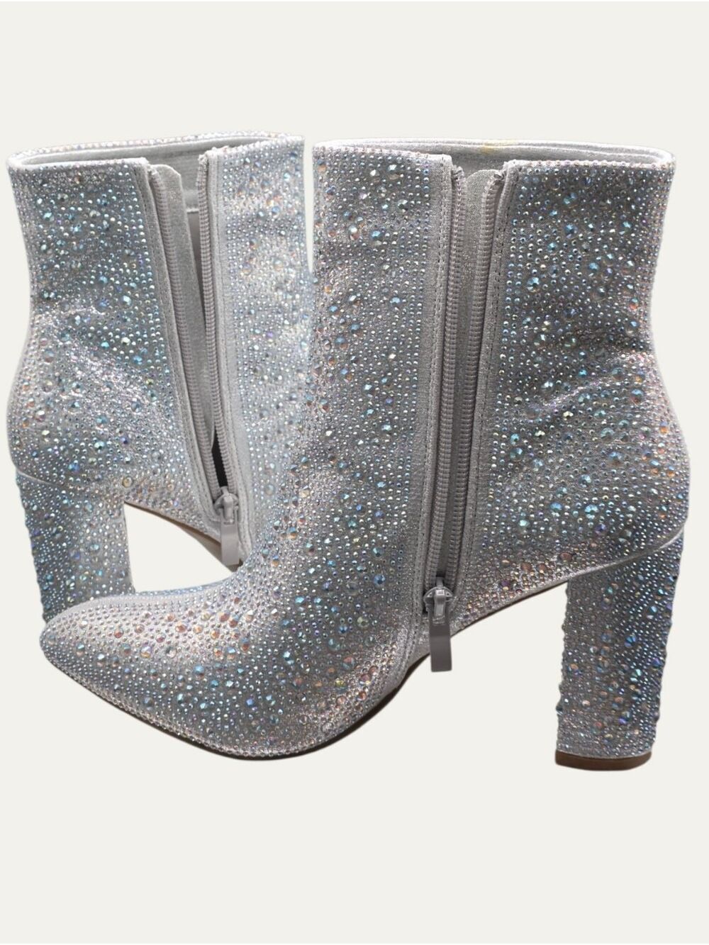 Top Moda Silver Rhinestone Ankle Boots Size 7.5 NIB Bridal Glam Western Glam - Picture 7 of 10